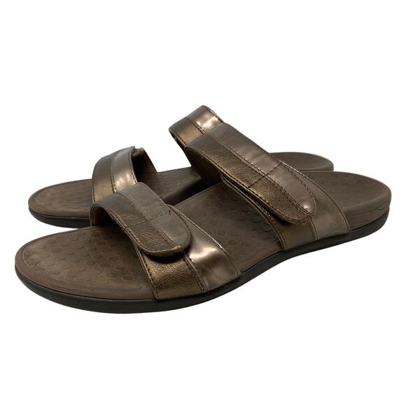 SOLD Vionic Shore Double Strap Comfort Slide Sandals Womens Size 10 Bronze - Picture 3 of 7